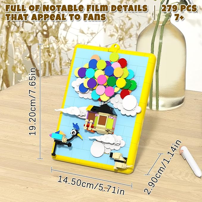 Kevin Bird Up Balloon House Building Toy Set, Compatible with Lego Up House Modern Art Flying House Building Kit, Build & Display Home Decor Wall Art, Birthday Gift Idea for Kids, Adults. 279 Pcs