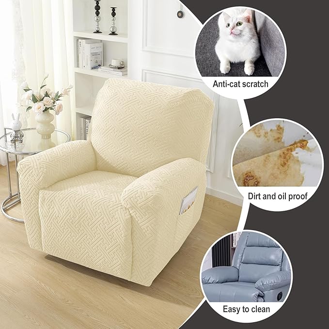 NORTHERN BROTHERS Oversized Recliner Chair Covers, Large Lazy Boy Recliner Covers, Stretchy Cover for Recliner Chairs, Beige