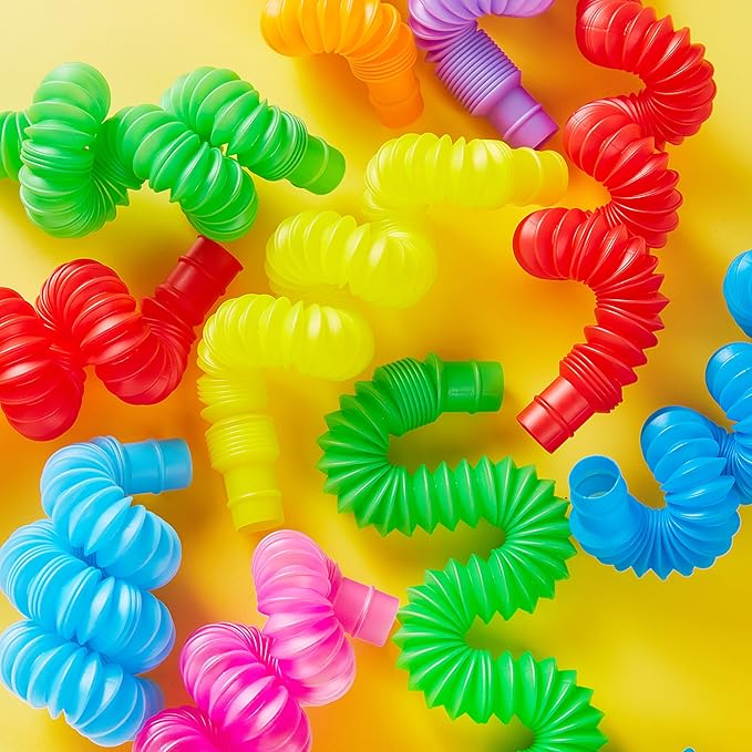 JOYIN 36 Pack Pop Tubes, Sensory Toys(Small) Fidget Tubes Party Favors - 9 Colors, Connectable and Extendable for Stress Relief - Perfect for Party, Classroom Exchange, School Reward