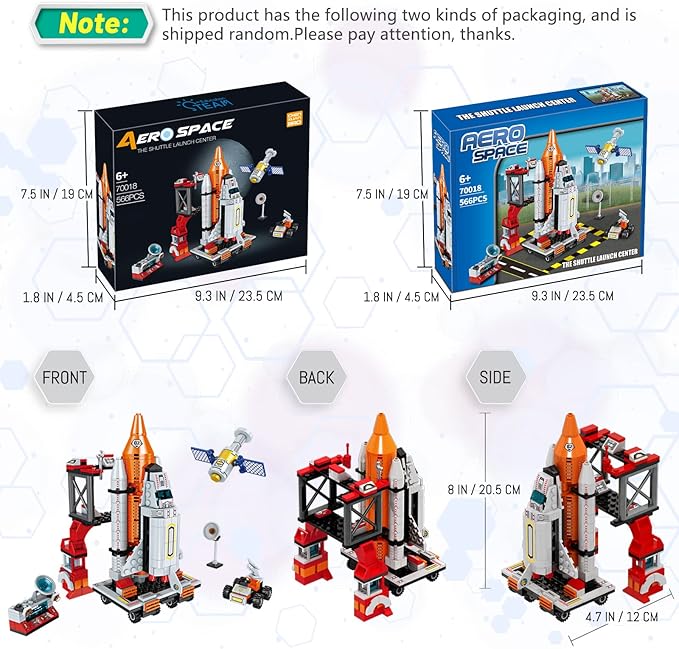 Space Exploration Shuttle Toys for 6 7 8 9 10 11 12 Year Old Boys 12-in-1 STEM Aerospace Building Kit Toy with Heavy Transport Rocket and Launcher Best Gifts for 6-12 Year Old Boys (566 PCS)
