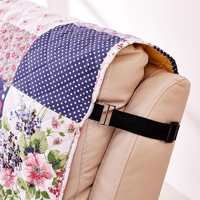 EVENHUG Chair Sofa Cover Patchwork Floral Chair Sofa Slipcover Washable Couch Covers Non-Slip Furniture Protector Cover with Elastic Straps for Pets Kids Dog Cat (Chair,Pink&Purple)