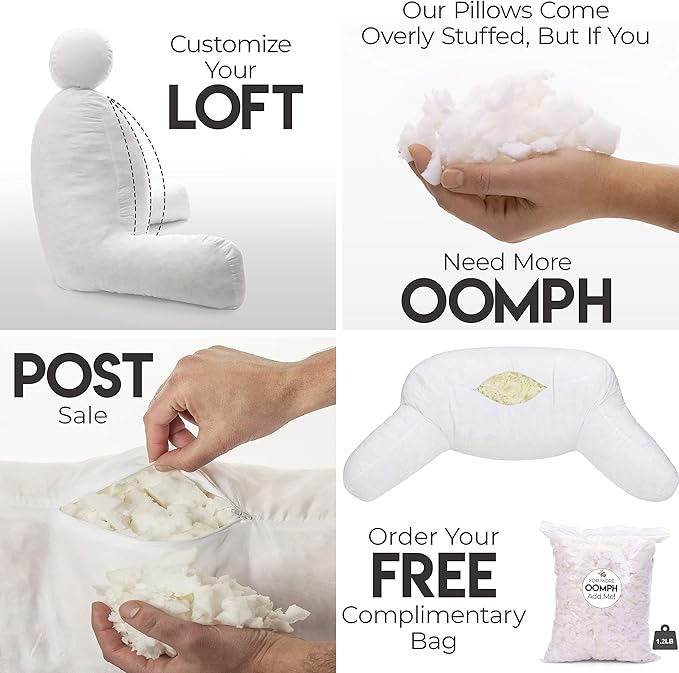 Husband Pillow Medium Desert Sage, Backrest for Kids, Teens, Petite Adults - Reading Pillows with Arms, Adjustable Plush Memory Foam, Bed Rest Chair Sitting Up, Detach Neck Roll, Removable Cover