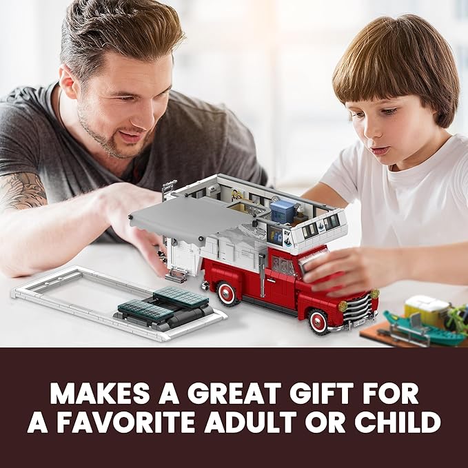 Camper Van Buliding Block for Adults, 2 in 1 Include Camper Rvs and Farm Pick-up Trucks Building Block Gift for Teens and Adults, Farm Trucks Building Set Present for Kids, 2188Pcs