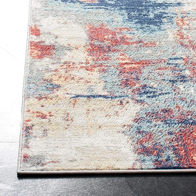 SAFAVIEH Jasper Collection Runner Rug - 2' x 14', Grey & Red, Modern Abstract Design, Non-Shedding & Easy Care, Ideal for High Traffic Areas in Living Room, Bedroom (JSP101C)