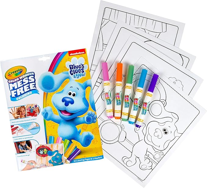 Crayola Blues Clues Color Wonder, 18 Mess Free Coloring Pages & 5 No Mess Markers, Gift for Kids
