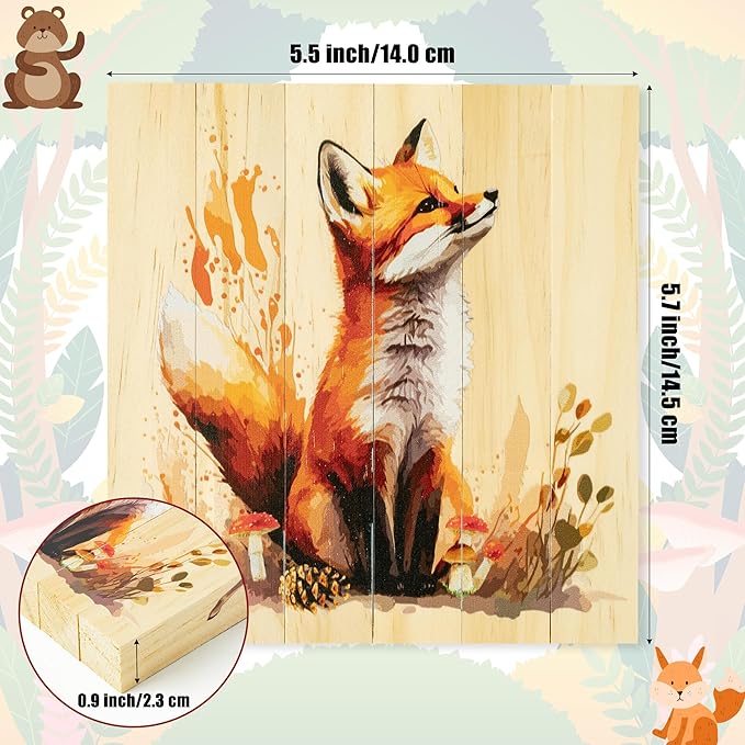 CJiangpo Wooden Animal Chunky Puzzles - 4 in 1 Woodland Animal Puzzle Blocks Sensory Toys for Toddlers 2+ Years, Realistic Rectangular Building Block Stacking Educational Toy Game for Boy Girl