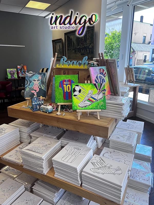 Indigo Art Studio Pre Drawn Canvas Paint Kit for Adults Kids Couples | Stenciled | Sneakers Air Jordan Retro | DIY Birthday Gift & Sip and Paint With Twist Party Favor (Sneakers #4) (8x10 Inches)