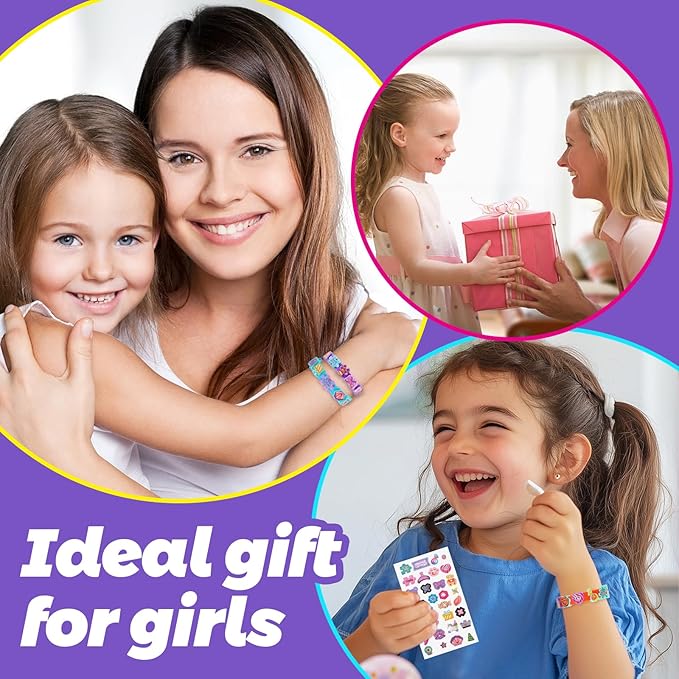 Ambesi DIY Bracelet Making Kit, 12 Pcs Silicone Wristband, Charm Friendship Bracelet Kit for Girls Ages 3+ Years Old, Arts & Crafts Toy, Crafts Gifts Set for Girls Kids Birthday Gift