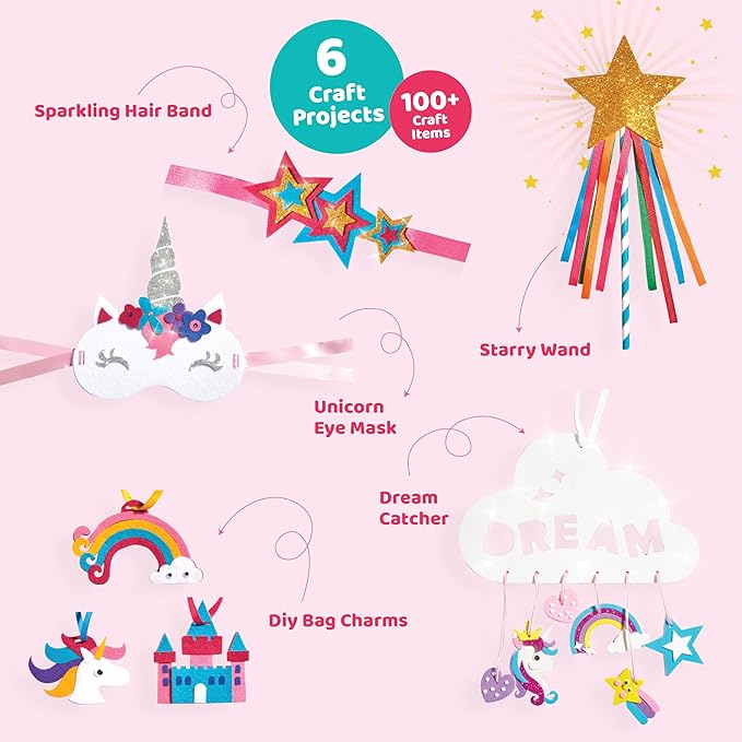 jackinthebox Unicorn Crafts for Kids Ages 5-8, 6-in-1 Unicorn Gifts for Kids, Unicorn Craft Kit, Unicorn Toys, Unicorn Arts and Crafts for kids Aged 5 6 7 8 Years