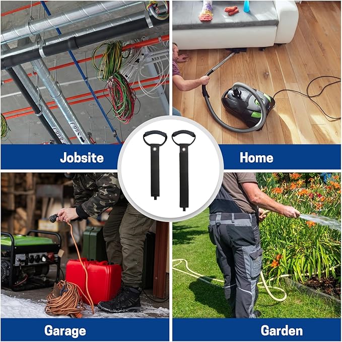 WISEPRO 4 Pack Extension Cord Holder Organizer, 19 Inch & 24 Inch Adjustable Hook and Loop Cable Storage Straps with Handle for Garage Electrical Cords Cable Rope Hose Organizers and Storage