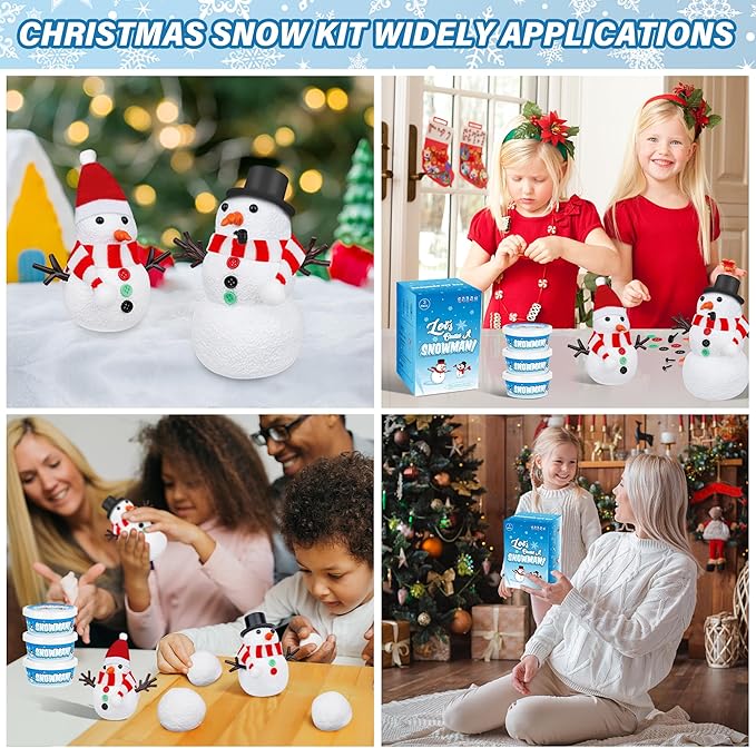 Christmas Craft Snowman Kit, 3 Pack DIY Snowman Craft Kit for Kids, Build a Snowman Indoor Decor, Creative Kids Air Dry Modeling Clay, Xmas Activities Snowman Making Kit for Kids Toys Favors