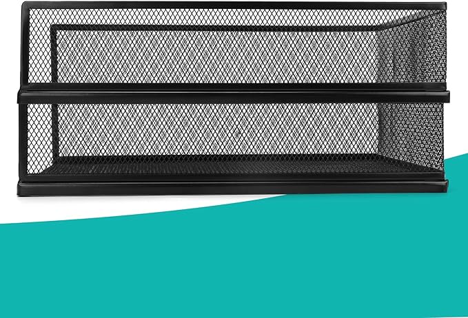 Wire Mesh Letter Trays Paper Tray Desk File Organizer, 2 Pack Stackable Metal Front-Load Documents Tray for Office Supplies File (Lengthways)