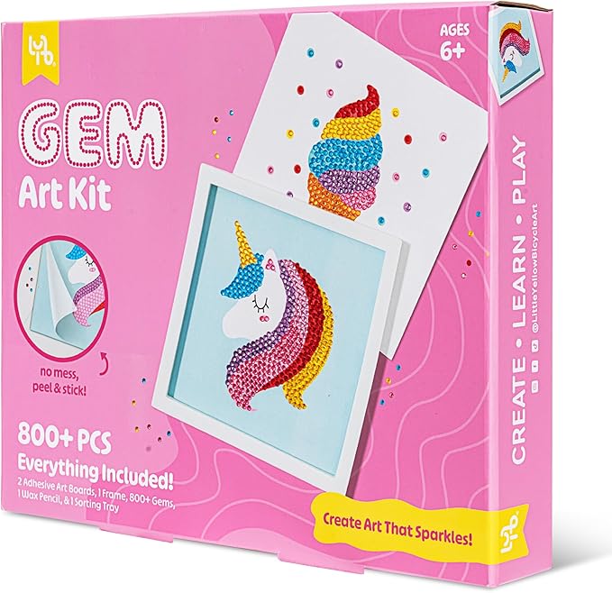 Ice Cream & Unicorn Gem Art Kit- 800+ pc Set, DIY Craft Project, Create Art That Sparkles, No-Mess Peel & Stick, Kids Ages 6+