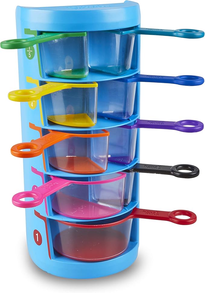 hand2mind Rainbow Fraction Measuring Cups, Fraction Manipulatives, Kids Measuring Cups, Baking Supplies For Kids, Visual Measuring Cups, Unit Fraction, For Kids Kitchen, Montessori Kitchen (Set of 9)