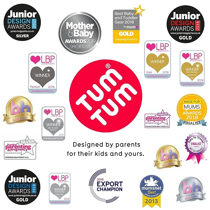 TUM TUM Baby Cutlery with Case, Baby Spoon & Fork Set, Baby Cutlery for Babies, First self Feeding Cutlery, Silicone Baby Spoon & Fork, 6 Months Plus, (Blue)