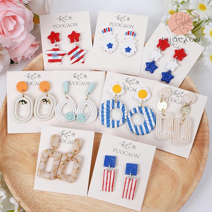 Puocaon Basic Polymer Clay Cutters - 6 Pcs Geometric Clay Cutters for Polymer Clay Earrings, Circle Clay Cutters for Jewelry, Drop Dangle Clay Cutters for Polymer Clay Jewelry