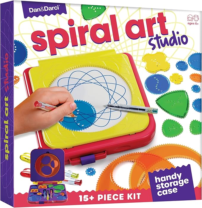 Dan&Darci Spiral Art Kit for Kids - Craft Set for Girls & Boys Ages 6-12 - Gifts for 6, 7, 8, 9, 10 Year Old Girl, Boy - Toys and Crafts Kits Gift - Arts Birthday Retro Vintage Ideas Drawing