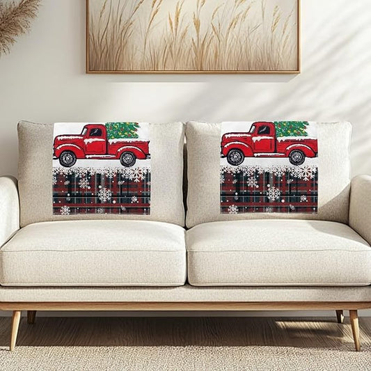 Christmas Decor Truck Recliner Headrest Protector Wear Resistant Head Rest Cover for Recliner Soft Sofa Arm and Head Protectors for Home Couch Loveseats Decoration 2pcs