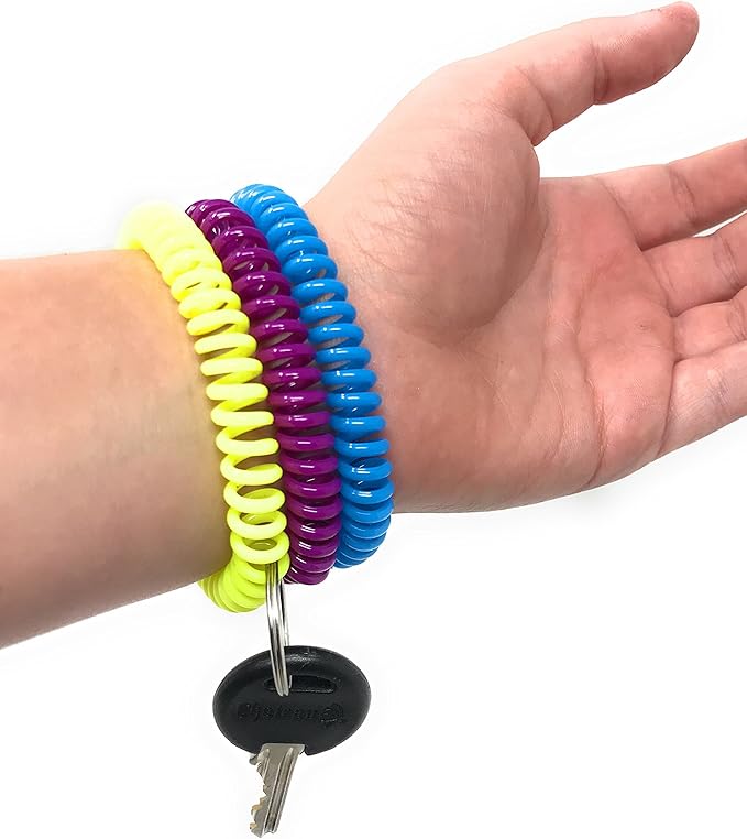 Bulk 36 Adult-Sized Phone Cord Bracelet Keychains or Security Card Leashes - Perfect for Tween/Teen Party Favors, Security Card Holders, Back-to-School Hall Passes