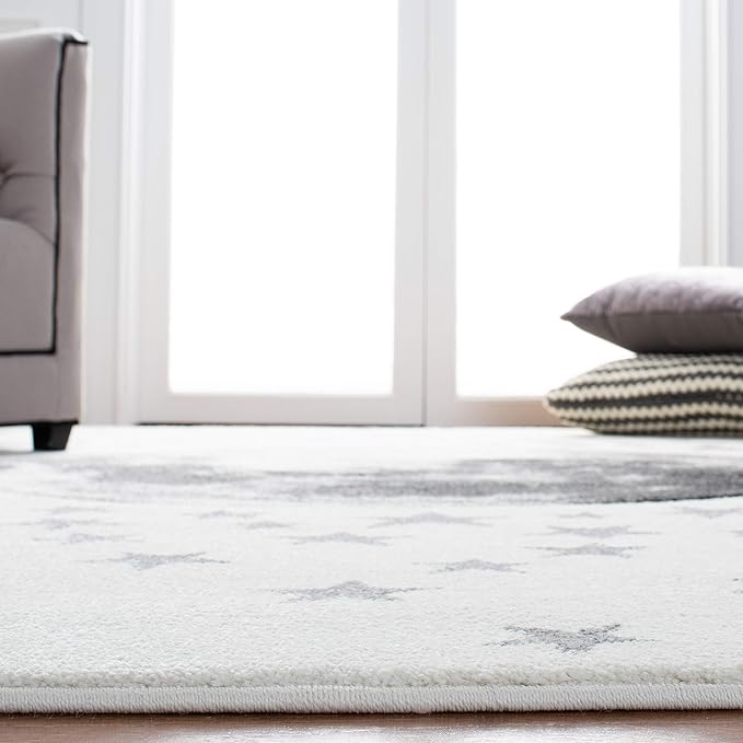 SAFAVIEH Carousel Kids Collection Runner Rug - 2'3" x 6', Ivory & Grey, Non-Shedding & Easy Care, Ideal for High Traffic Areas for Boys & Girls in Playroom, Nursery, Bedroom (CRK135A)