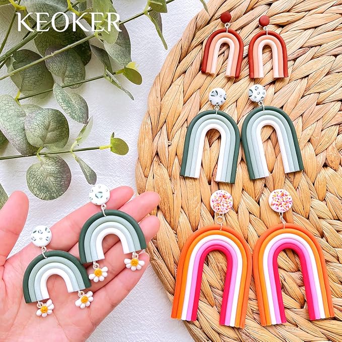 Keoker Polymer Clay Acrylic Rainbow Arch Guide Set, 3 Size for Polymer Clay Earrings, Polymer Clay Earrings Jewerlry Supplies, Polyemr Clay Earings Tools