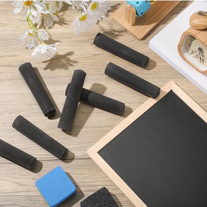 Fulmoon 40 Pcs Jumbo Sidewalk Chalk for Kids Outdoor Art Non Toxic Large Washable Street Chalk for Adults Drawing Painting Graffiti Classroom(Black,Round Style)