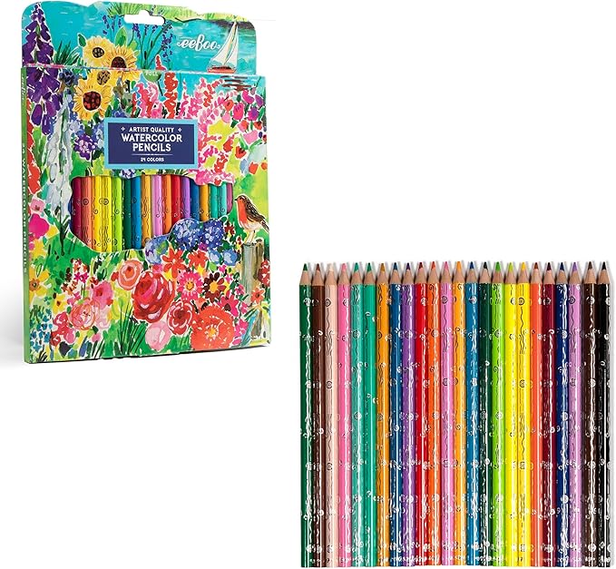 eeBoo Piece & Love: Seaside Garden Watercolor Pencils - 24 Count - Adults Artist Quality Pencils, Arts & Crafts