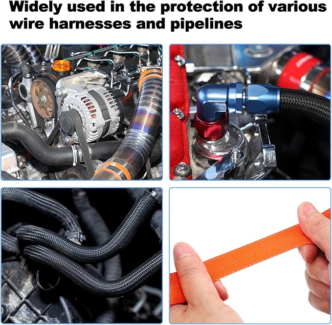 MECCANIXITY Braided Cable Sleeves Heat Shrinkable Fabric Sleeving, 1/2" 10ft Orange 2:1 Ratio Heat Shrinkable Cord Protector for Harness Cable, Network Cable Protection, Cable Management