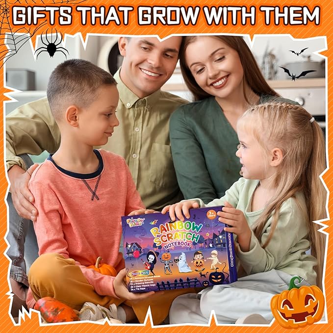 Halloween Party Favors for Kids Bulk: 24 Pack Rainbow Scratch Art Notebook Bulk Scratch Art Party Favors Girls Boys Birthday Party Favors Classroom Prizes Gifts