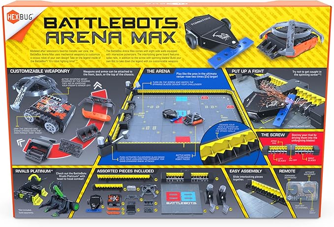 HEXBUG BattleBots Arena MAX, Remote Control Robot Toys for Kids with Over 30 Pieces, STEM Toys for Boys & Girls Ages 8 & Up, Batteries Included