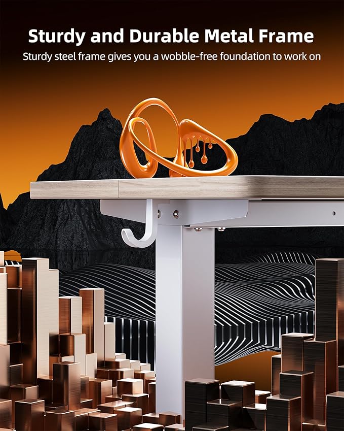 TIQLAB Electric Standing Desk, 47 * 24 Inches Adjustable Height Stand up Desk,Sit Stand Home Office Table with Splice Board, Light Walnut