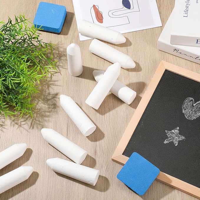 Fulmoon 40 Pcs Jumbo Sidewalk Chalk for Kids Outdoor Art Non Toxic Large Washable Street Chalk for Adults Drawing Painting Graffiti Classroom(White,Sharp Style)