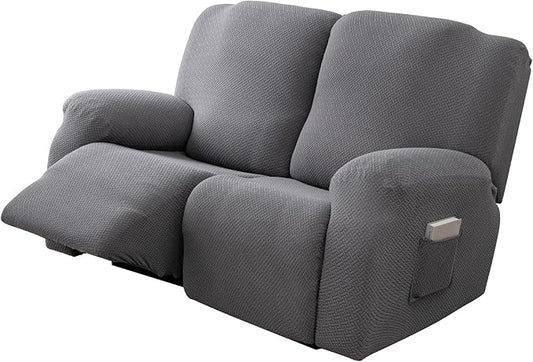 Genina Recliner Loveseat Cover Stretch Couch Covers Sofa slipcover for 2 Seat Reclining Couch Thick Jacquard Furniture Protector (Dark Grey)