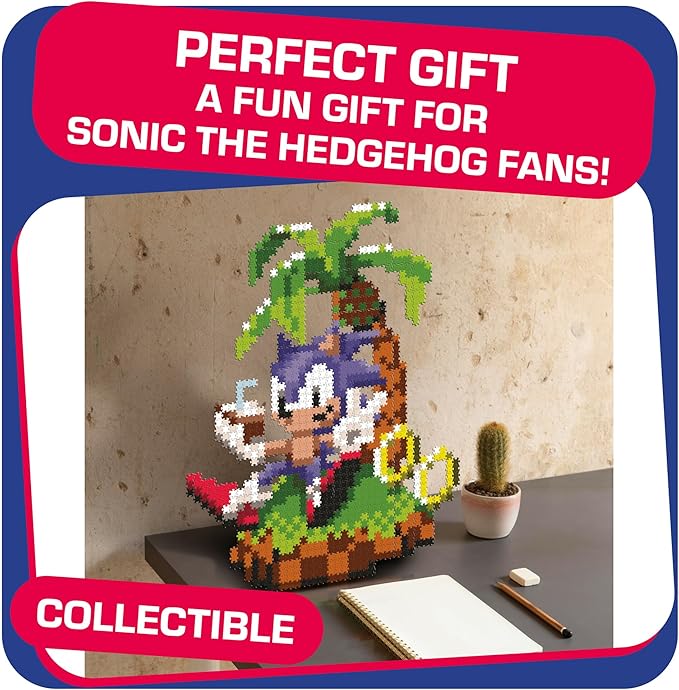 Jixelz Remix Sonic The Hedgehog Craft Kit - Chillin' Sonic - No Heat or Glue Required - STEM Building Toys - Pixel Art for Desk, Bedroom, or College Dorm Room - 1200+ Pieces - Ages 8 Years and Up