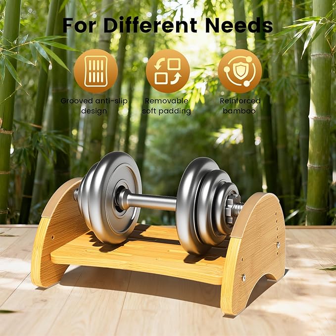 Bamboo Ergonomic Footrest Under Desk, Adjustable Rocking Foot Rest with Cushion, 6 Height Levels, Non-Slip Wooden Foot Rest for Office & Home Work