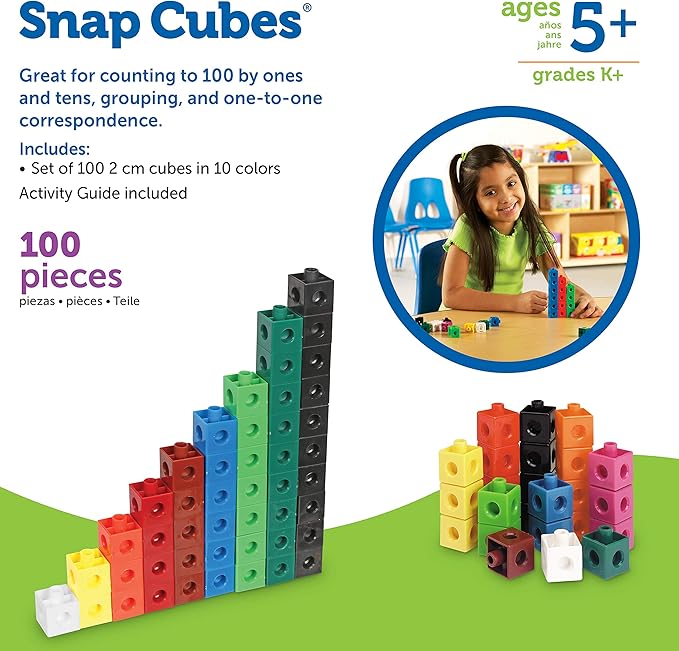 Learning Resources Snap Cubes - 100 Pieces, Ages 5+ Homeschool and Classroom Supplies, Educational Counting Toy, Math Games for Kids, Teacher Aids