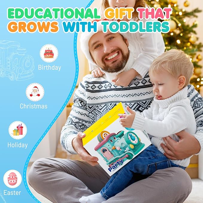 Hot Bee Talking Flash Cards for Toddlers,Learning Toys for 1 2 3 4 5 6 Year Old Boys,Montessori Toys,24-in-1 Multi Musical Train withTalking Flash Cards,Crawling,Learning, Motor Skills