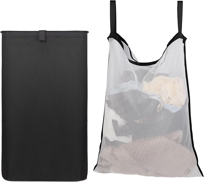 80L Large Laundry Hamper with Lid, Foldable Laundry Bag for Washing Machine with Removable Inner Bag, Dirty Hampers for Bedroom, Bathroom,Laundry Room, College (Black)