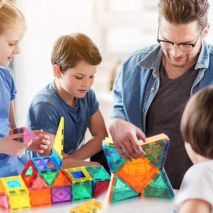 100PCS Magnetic Tiles Blocks for Kids Ages 3-5 4-8,STEM Learning Educational Preschool Magnet Building Toys for Toddlers,Christmas Birthday Gifts Toys for 3 4 5 6 7 8+ Year Old Boys Girls