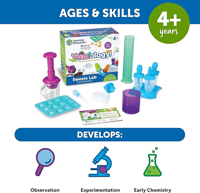 Learning Resources Yumology Science Sweets Lab,STEM Toys, Candy Experiments, Science Kit for Kids, Fun Gifts for Kids, 16 Pieces, Ages 4+