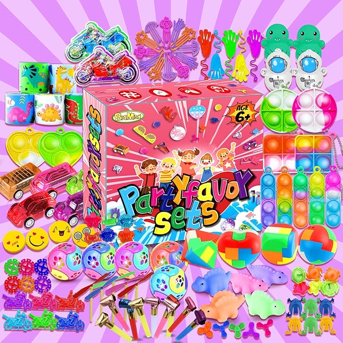 BicMan 150Pcs Party Favors for Kids 3-5 4-8, Fidget Toys Pack, Goodie Bag Stuffers, Carnival Prizes, Treasure Box, Filler Stuffers Toys for Classroom