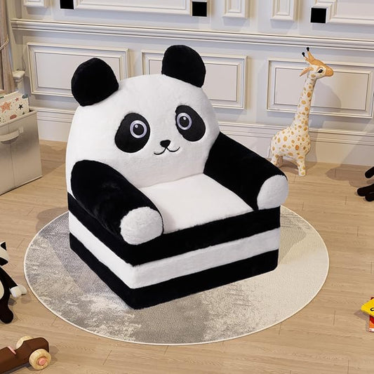 Kids Sofa Chair for Toddler, 2-in-1 Folding Soft Baby Couch with Removable Cover, Comfy Plush Children's Recliner, Convertible Floor Sofa Bed to Lounger for Girls Boys Age 1-3,Panda