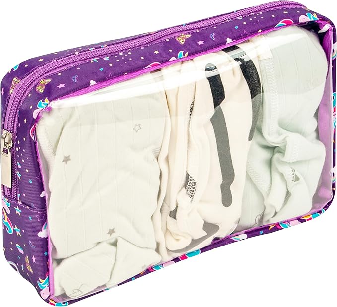 TSA Approved 5-Piece Diaper Bag Organizer Pouch Set Clear Waterproof TPU Kids Toiletry Storage Set Travel Packing Clutch Cube Bags for Baby Nursing