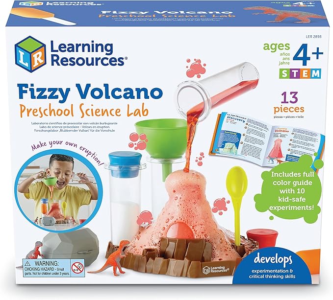 Learning Resources Fizzy Volcano Science Kit - 13 Pieces, Ages 4+, Preschool STEM Toys for Kids, Science Experiments