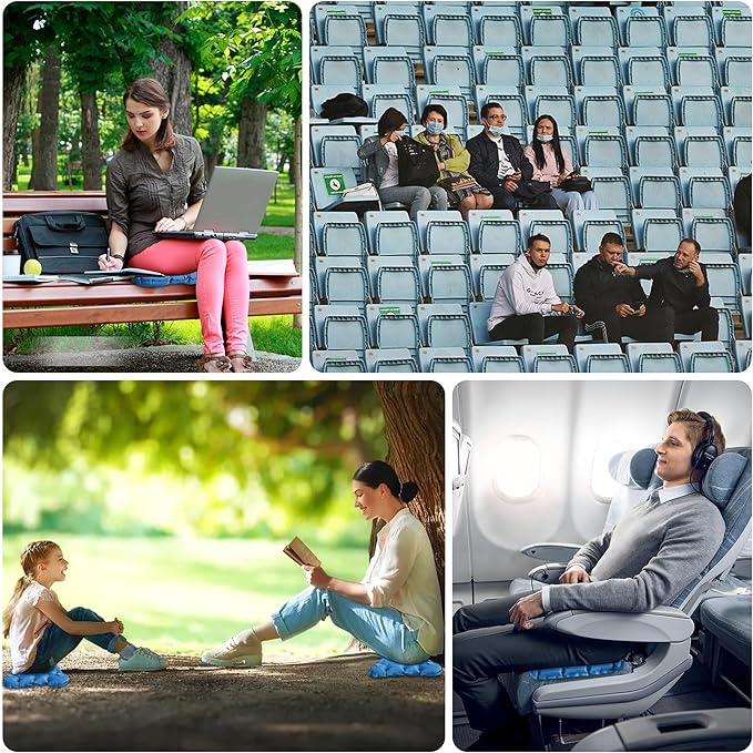 ONTYZZ Inflatable Seat Cushion Lightweight Stadium Seat Pad Travel Air Seat Cushion for Hiking Office Airplane Stadium Car