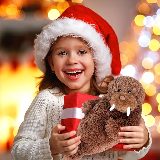 Warming Walrus Stuffed Animals, Microwavable Stuffed Animal Heating Pads for Soothing, Anxiety and Stress Relief, Cuddly Companion Plush Toys Gifts for Kids & Adults