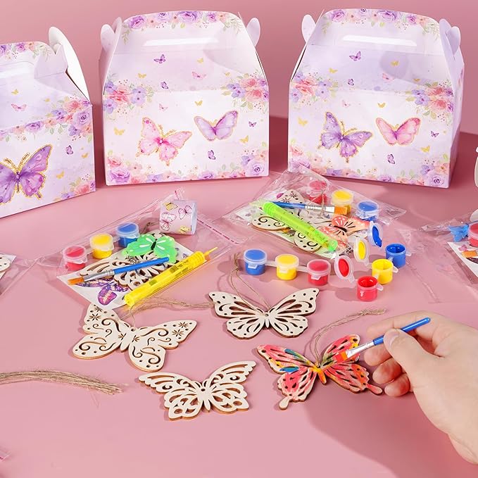 Butterfly Party Favors Birthday Decorations Fairy Themed Birthday Party Supplies for Girls Kid Straw Bubble Wand Slap Bracelet Keychain Gift Prize Goodie Bag Stuffer Classroom Reward