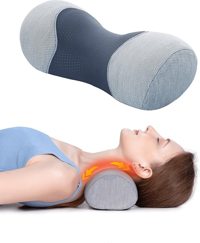 Bespilow Small Neck Roll Pillow,Say Goodbye to Neck Pain, Cervical Memory Foam Pillow for Tension Muscle Relief, Contour Support, Shoulder Pain Relaxer with Breathable Pillowcase, Odorless