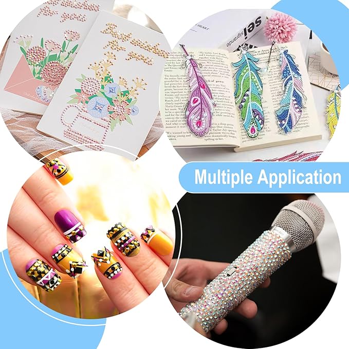 22PCS DIY Diamond Art Pen Painting Tool Set - Metal Threaded Tip Accessories Gem Resin Dotting Pen Supplies Kit (White Pen + 12 Tips + 9 Dotting Clay)