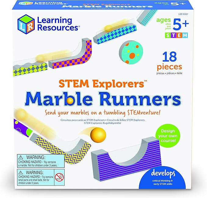 Learning Resources STEM Explorers Marble Runners - 18 Pieces, Ages 5+ STEM Toys and Activities for Kids, Brain Teaser Toys and Games, Kindergarten Games